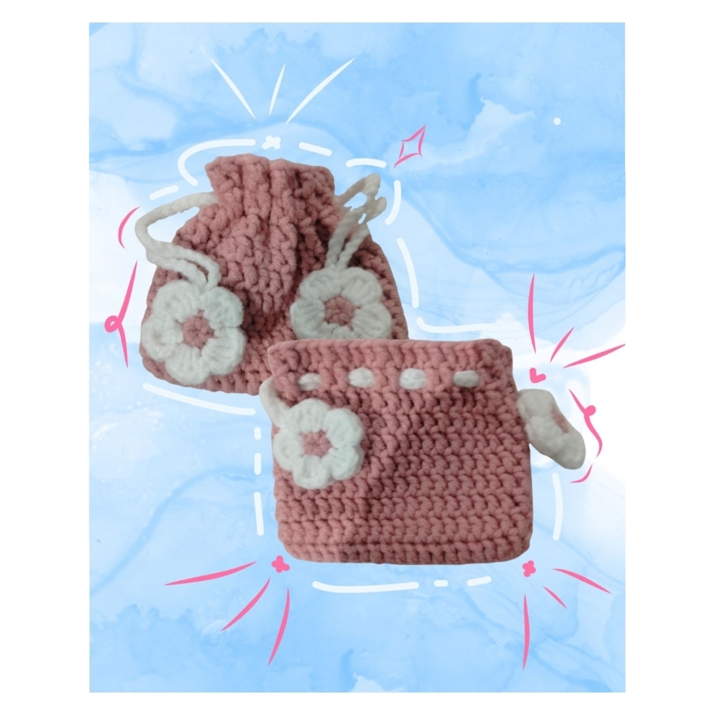 Pouch Rajut Bunga