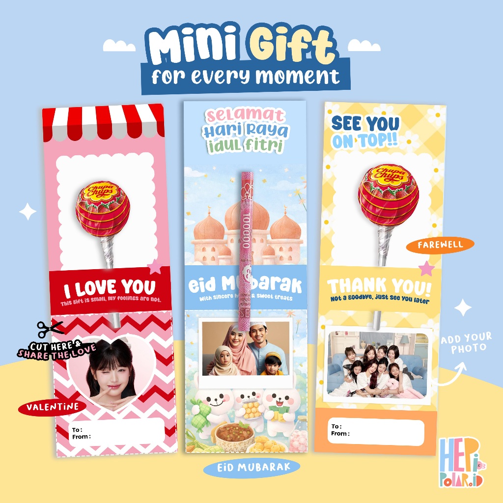 Kado Mini Gift Permen Custom Foto – untuk Hampers THR Lebaran, Valentine & Farewell