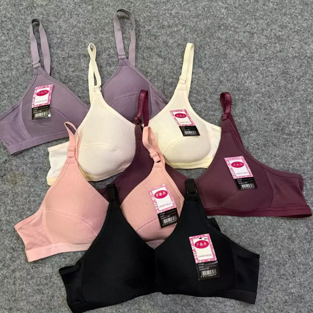 6 Pcs BH Wanita Dewasa Polos Tanpa Busa, Non Kawat, Nyaman Dipakai Seharian