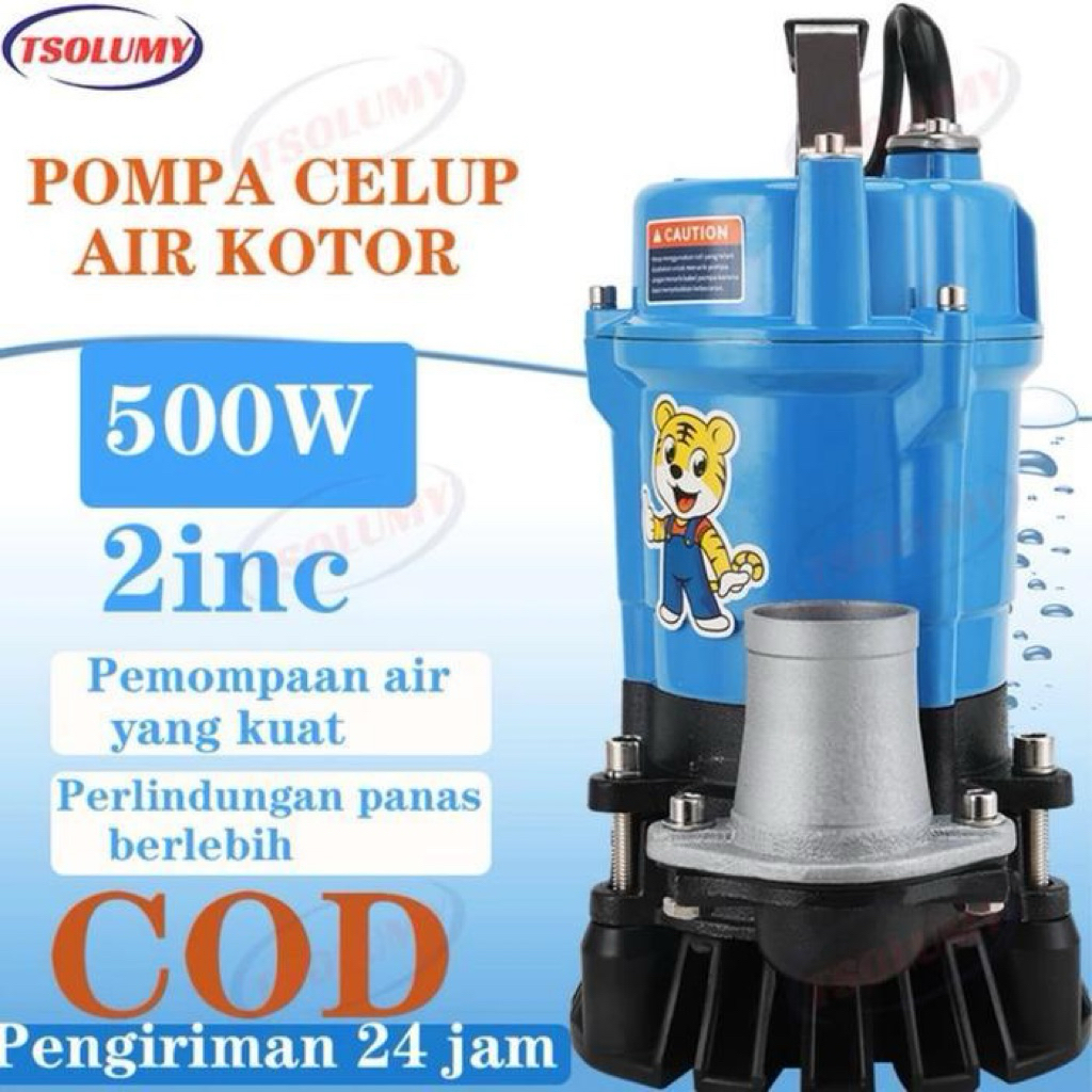 Pompa celup air kotor 500W Size 2 Inci Pompa kolam ikan pompa banjir