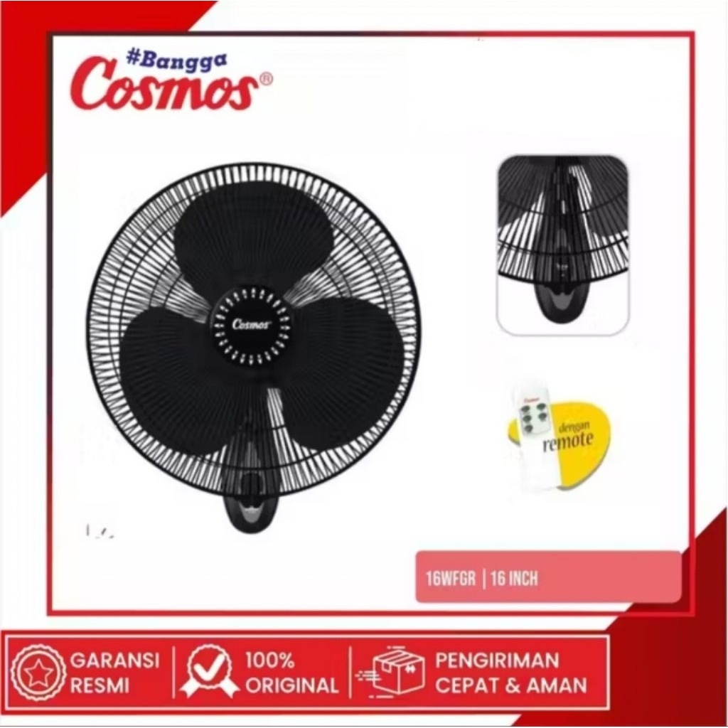COSMOS WALL FAN / KIPAS ANGIN DINDING + REMOTE 16 WFGR / 16-WFGR / 16WFGR (16 INCH)