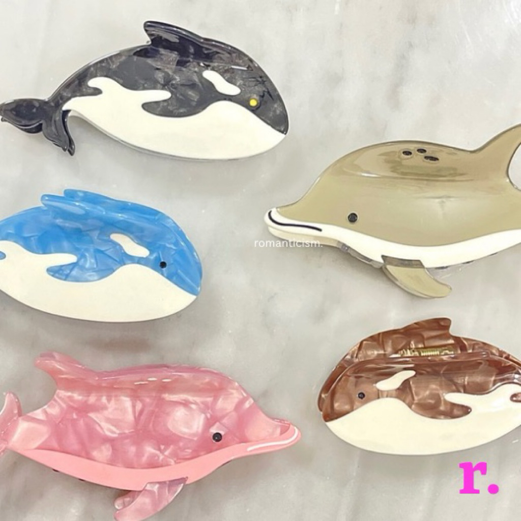 romanticism. Dolphin and Orca Hair Claw - Jepit Jedai Rambut Wanita Lumba-lumba dan Paus