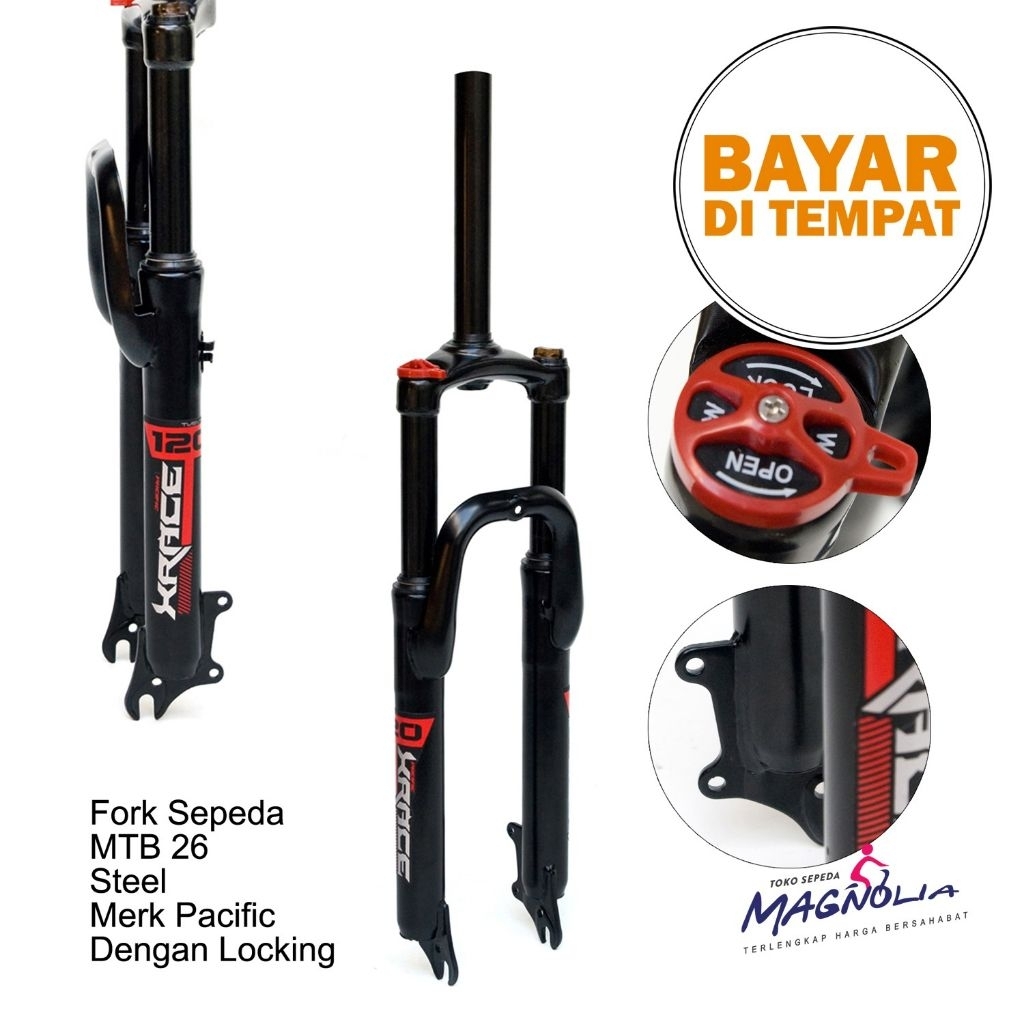 fork  MTB Pacific UK 26-27,5 rem Vbrake+cakram untuk sepeda MTB dan federal