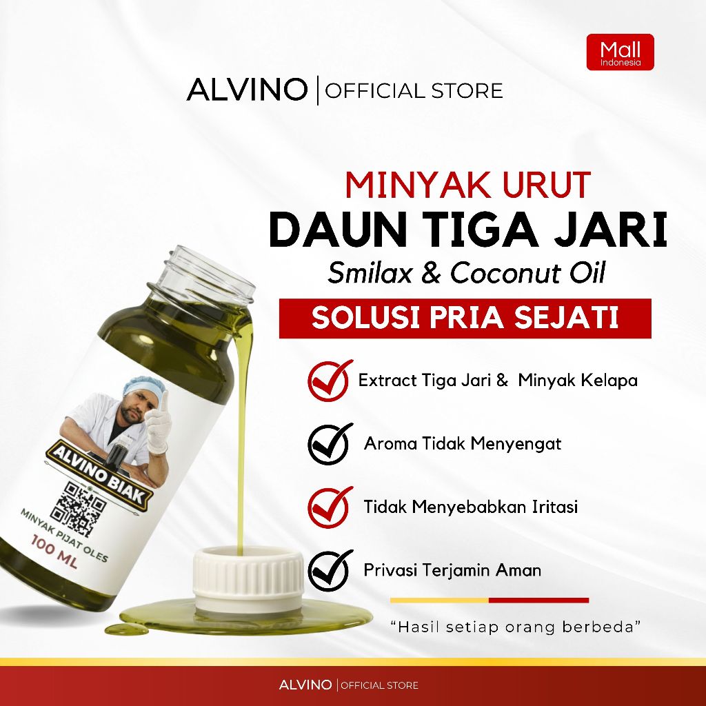 PAKET LENGKAP - MINYAK ALVINO ORIGINAL JAMINAN GARANSI 15 HARI - MINYAK OLES DAUN TIGA JARI