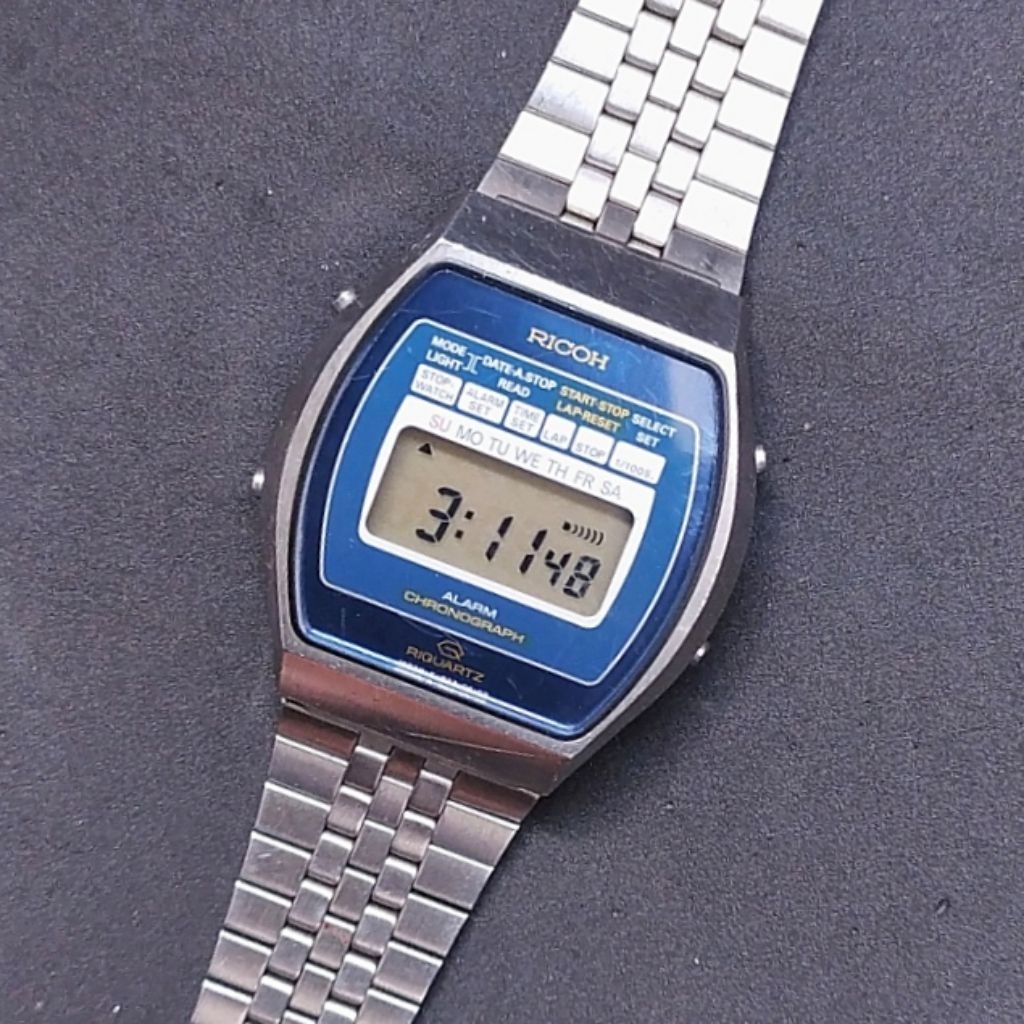 Jam Tangan Pria Ricoh Watch.Co.Ltd 823007 Alarm Chronograph Japan 80's