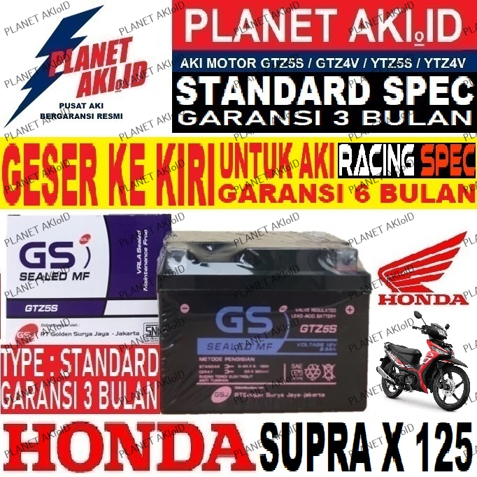 Aki Motor Honda Supra X 125 Aki Kering Accu Kering MF GTZ5S