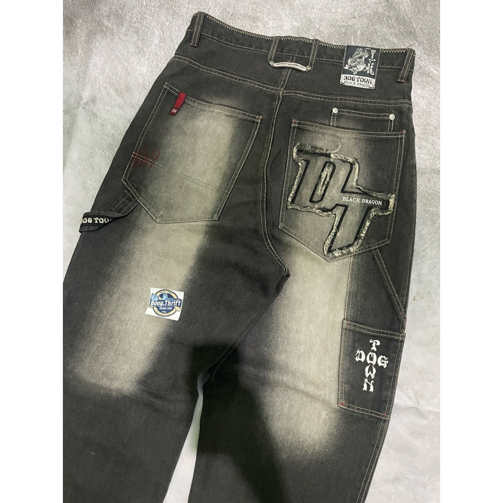Vintage Dogtown Black Dragon Skateboards Baggy Denim Jeans Y2K Carpenter