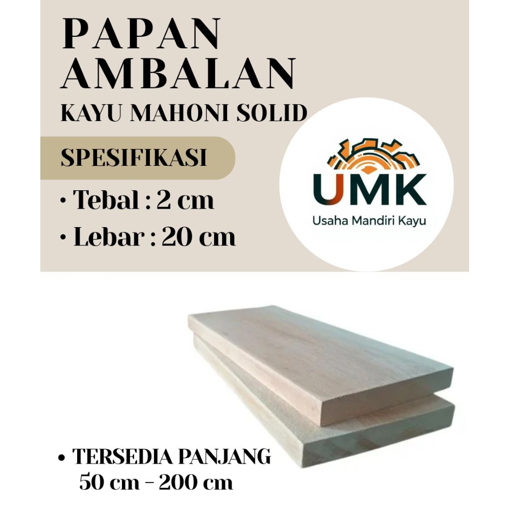 PAPAN AMBALAN | RAK KAYU | AMBALAN KAYU LEBAR 20 cm TEBAL 2 cm KAYU MAHONI SOLID