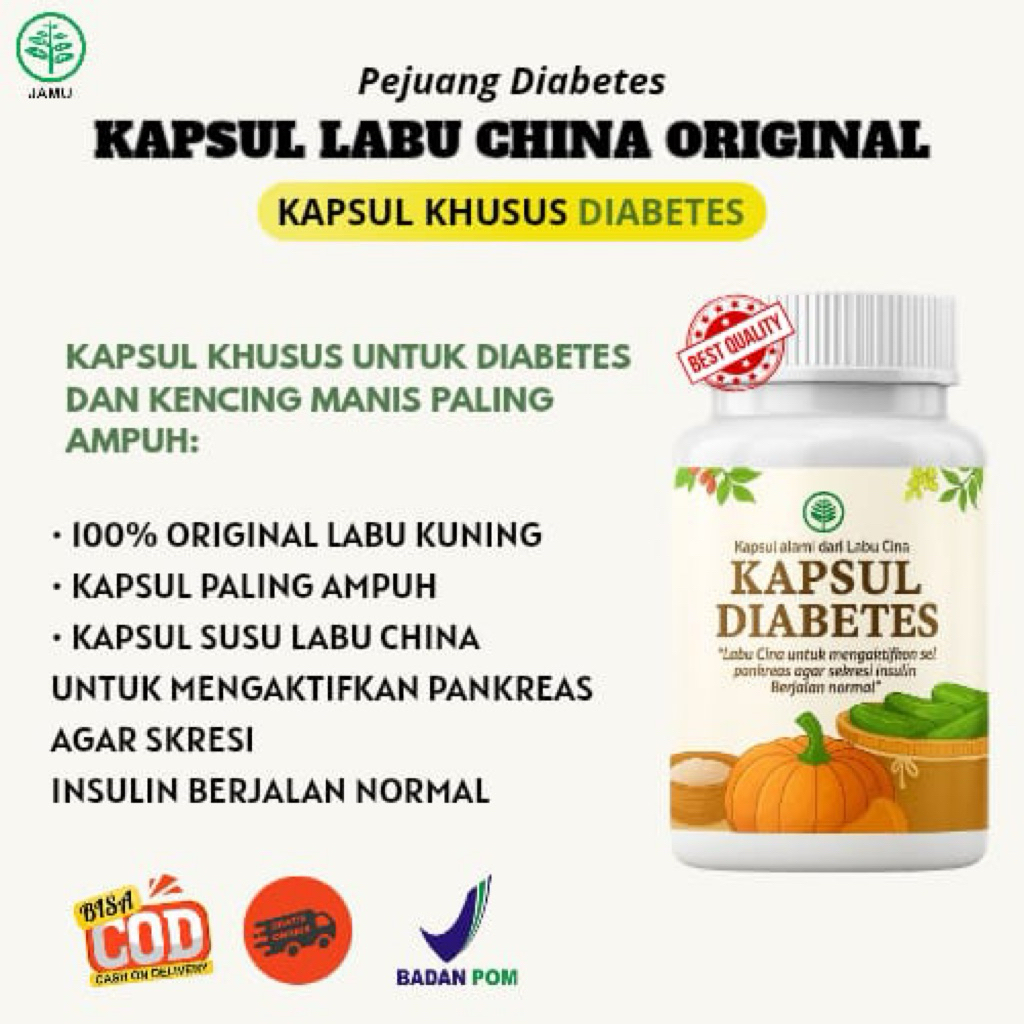 EXTRA KAPSUL DIABETES LABU CHINA OBAT HERBAL CHINA DIABETES ATASI DIABETES KENCING MANIS ORIGINAL BP