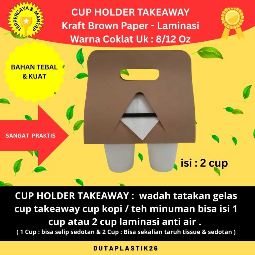 Cup Holder Takeway/ Kraft Brown Paper 1 Cup & 2 Cup