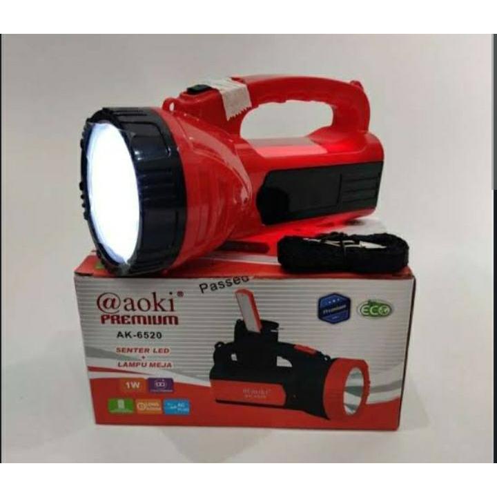 Senter Kepala Cas Aoki AK-6520 original 100% II Lampu LED + Lampu Meja II lampu LED Emergency