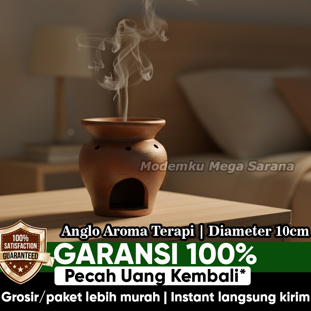 Anglo Tungku Gerabah Aroma Terapi Bakar Ratus Dupa Bukhur Tanpa Tutup Tanah Liat - Tatakan Tanpa Lub
