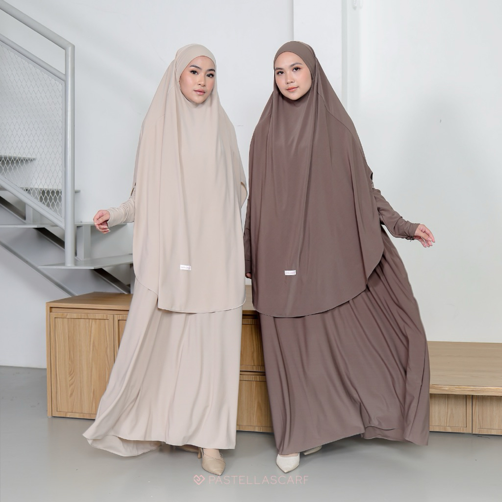 Pastellascarf | Hafisa Abaya Set | Gamis Umroh Haji Abaya Jersey Set Kerudung