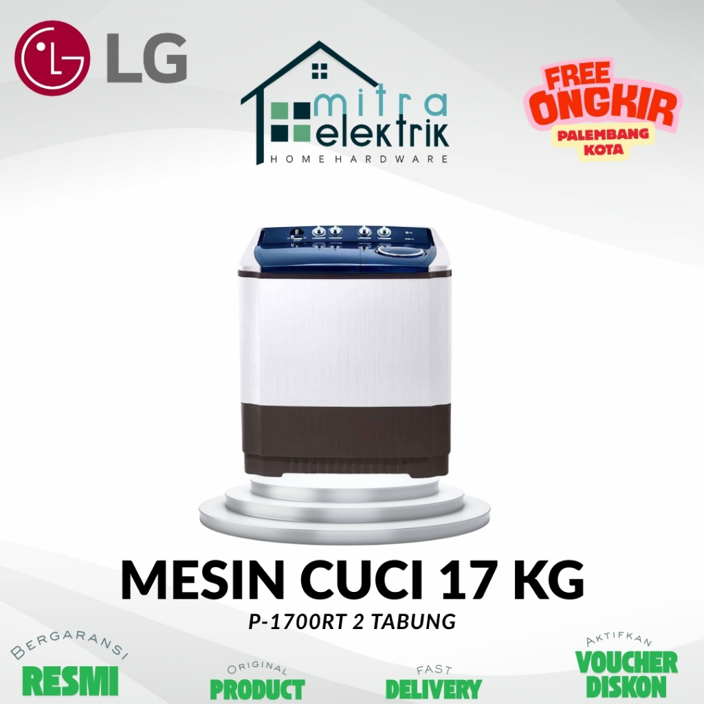 Mesin Cuci LG P1700RT 2 Tabung 17 Kg Roller Jet Pulsator & Wind Jet Dry Series