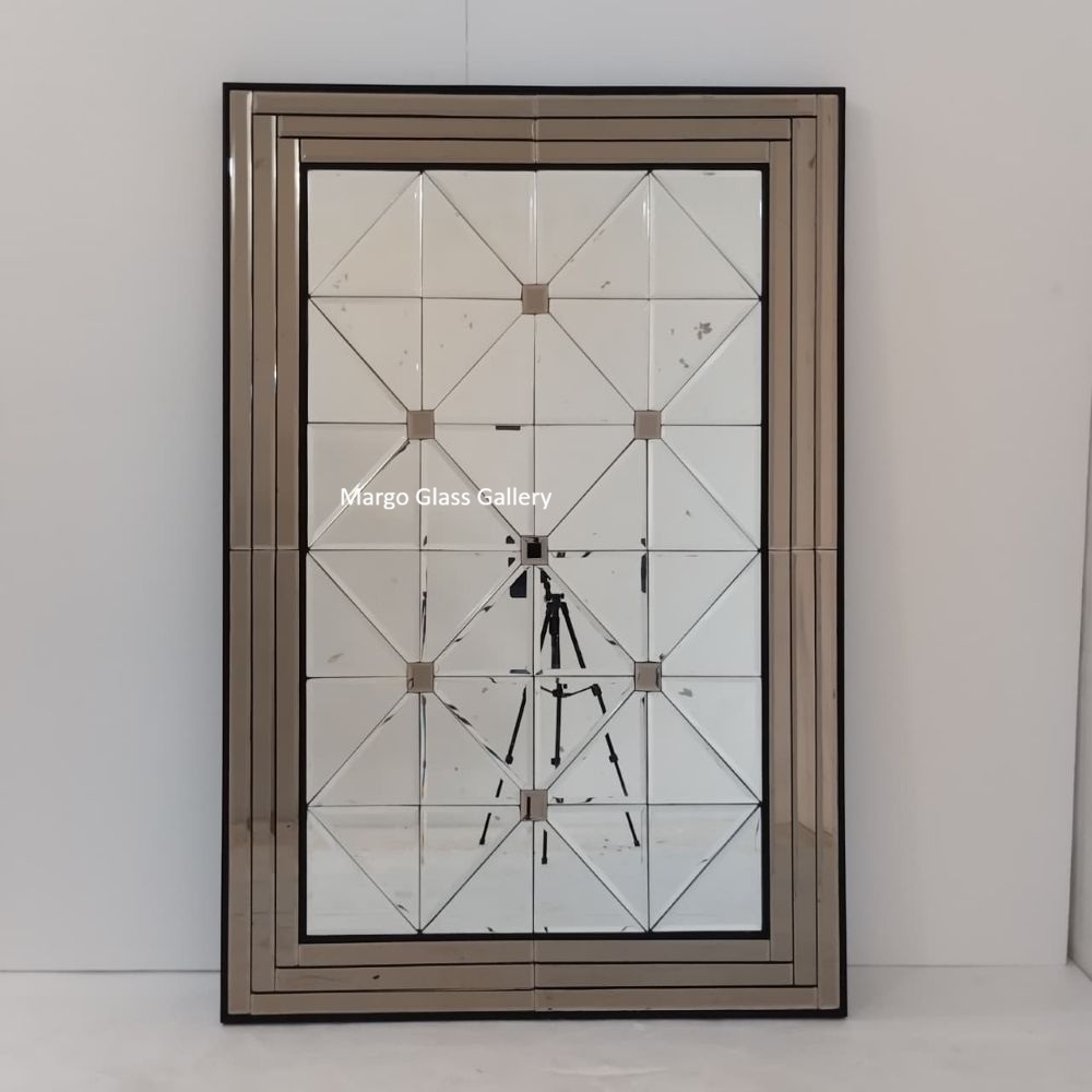 Cermin Bevel Model Terbaru/Cermin Bevel List Brown /Kaca Cermin Bevel Dinding Gantung Dekorasi Hiasa