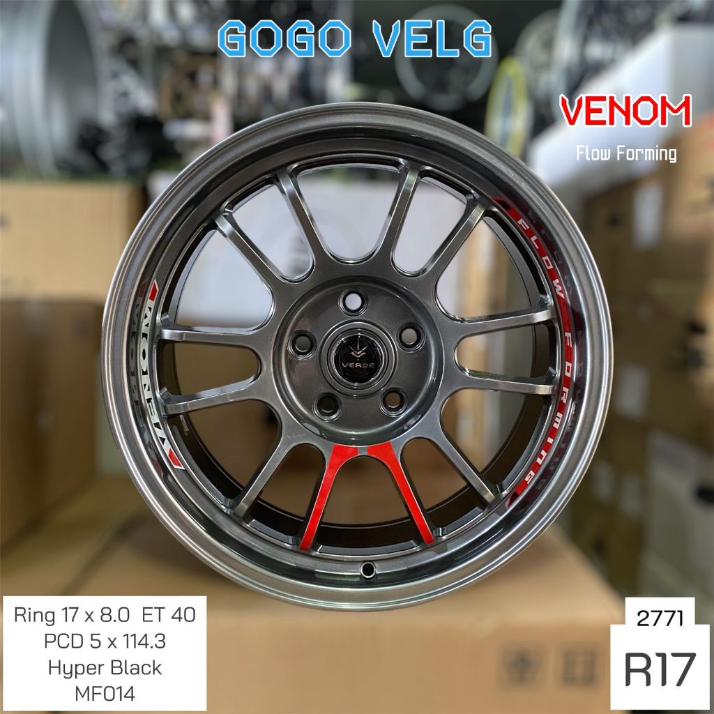 Velg Mobil Venom Flow Forming R17 PCD 5X114,3 Lebar 8 Innova HRV Rush Civic Rangga  ET 40 Ring 17