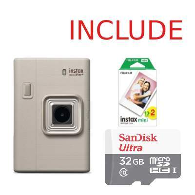 FUJIFILM INSTAX MINI LIPLAY+ BEIGE / MINI LIPLAY +INCLUDE PAPER DAN MEMORY