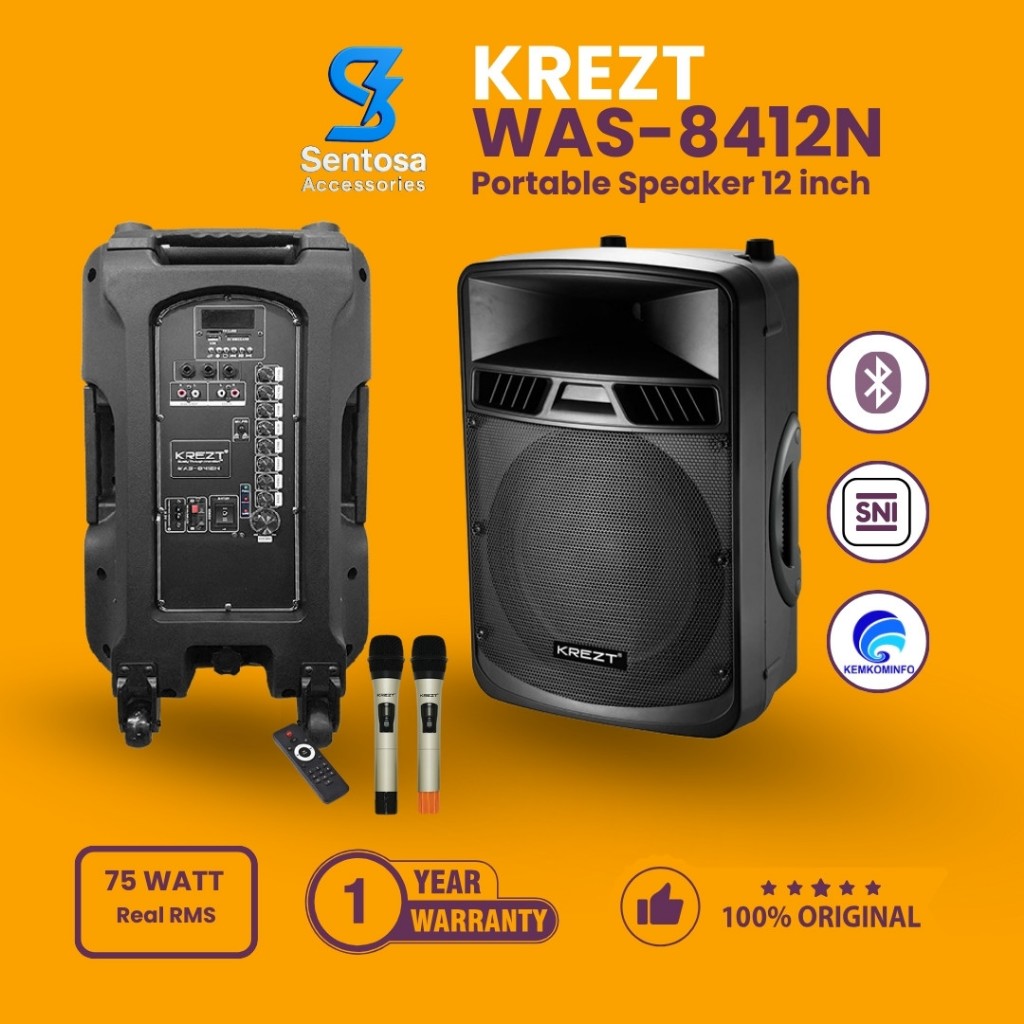 KREZT WAS-8412N Portable Speaker 12 Inch Speaker Bluetooth TWS