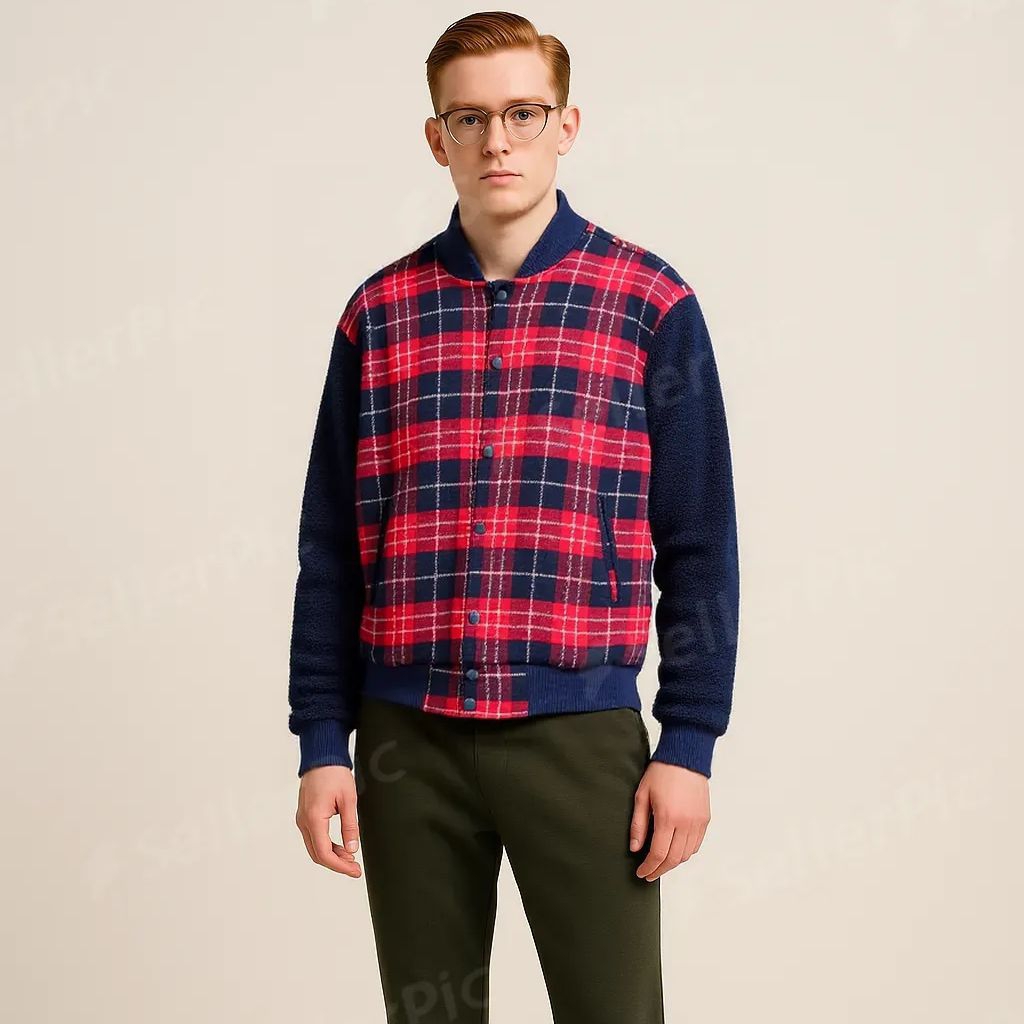 Bomber Varsity Plaid Wool Jacket