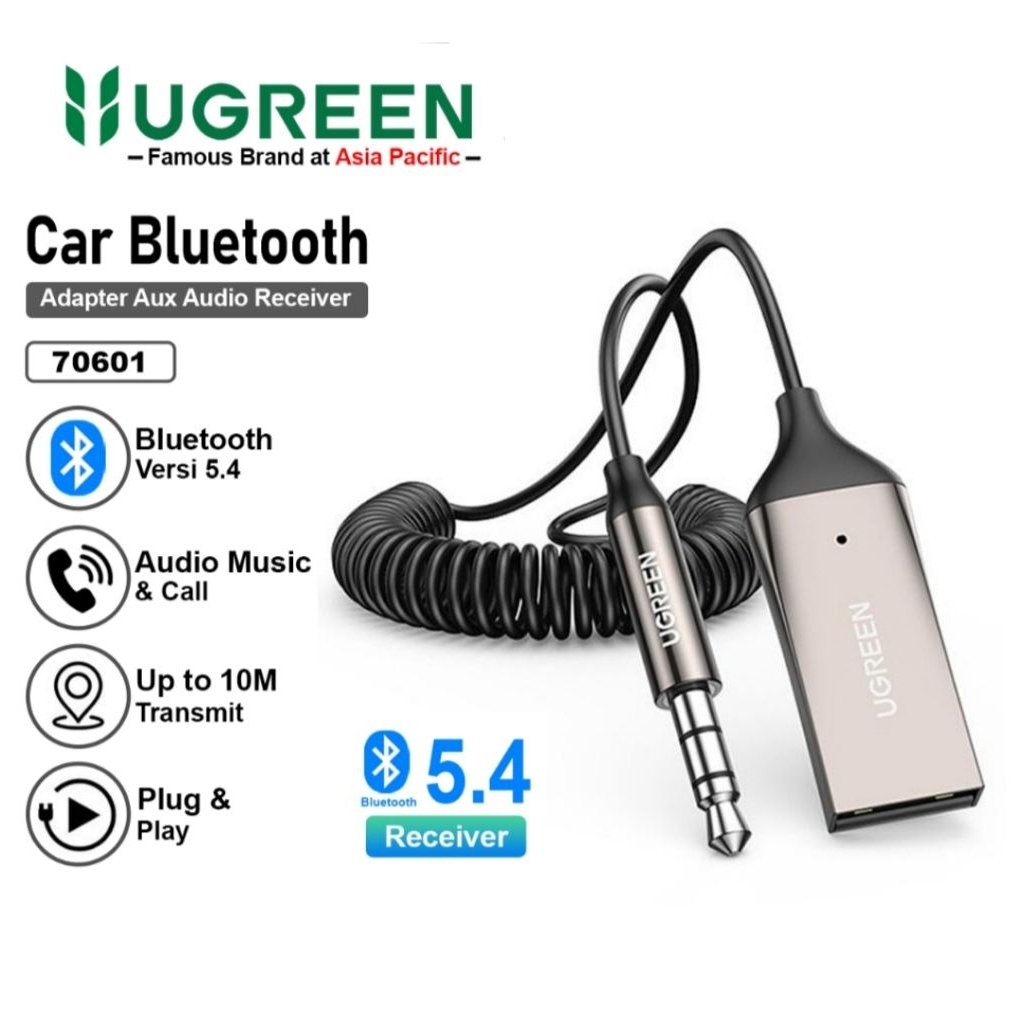 UGREEN Car Bluetooth Adapter Audio Receiver Aux with Mic Bluetooth 5.4