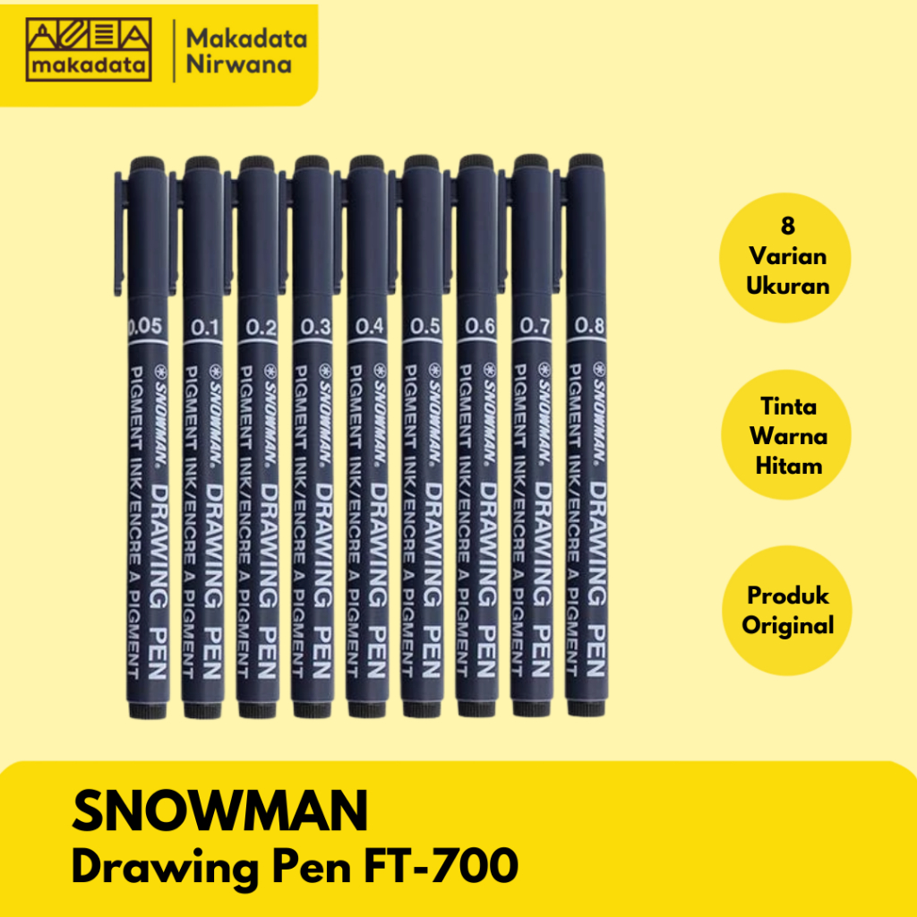 SNOWMAN DRAWING PEN WARNA HITAM (1 PCS)