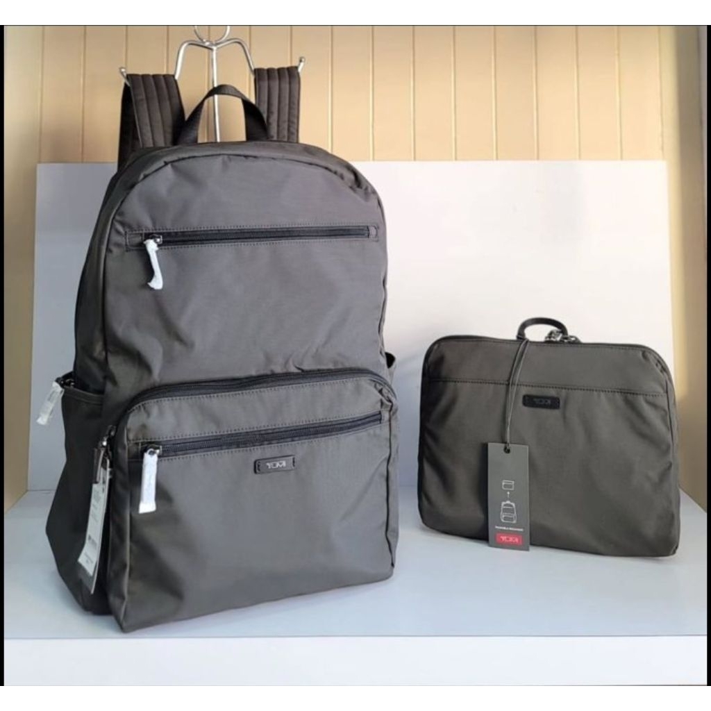 tumi packable backpack grey