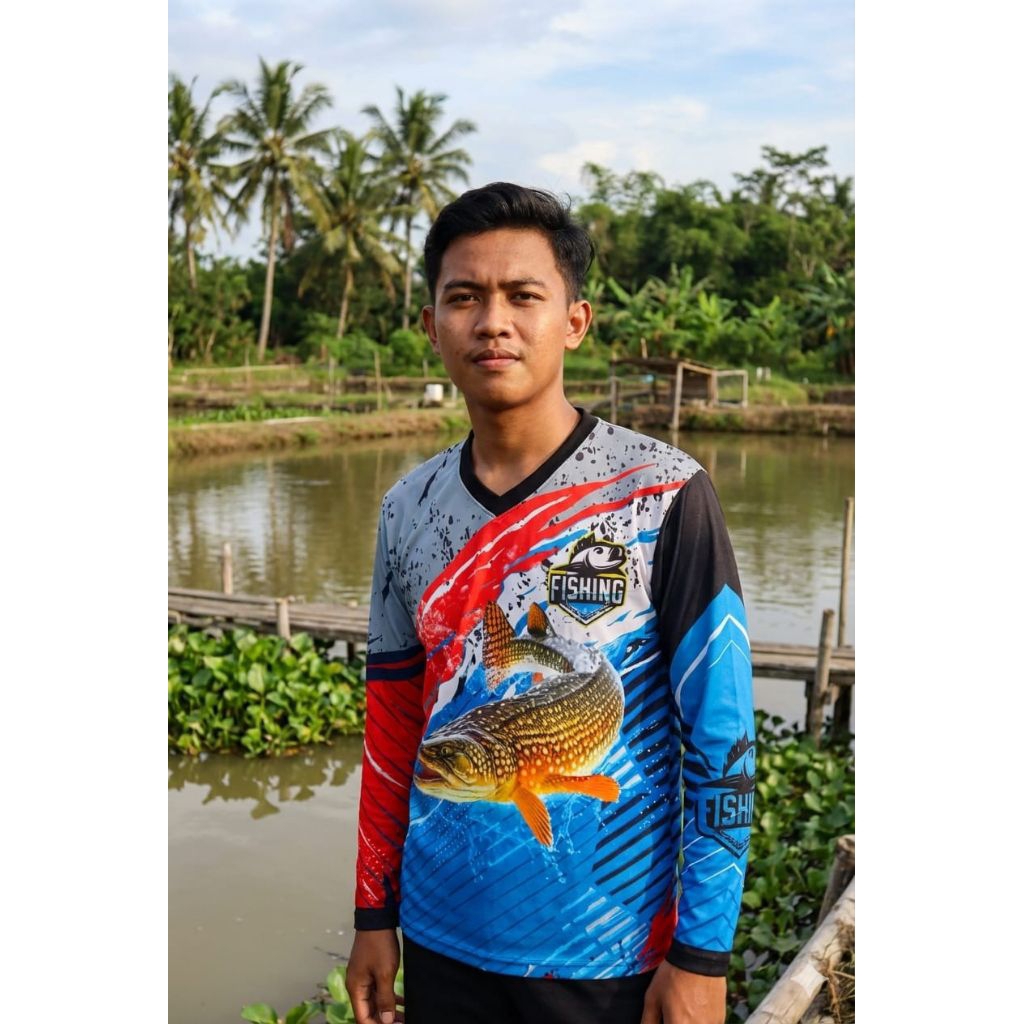 Kaos Jersey Mancing Ikan Fishing Model Oblong Fullprinting Lengan Panjang Terbaru Ukuran M L
