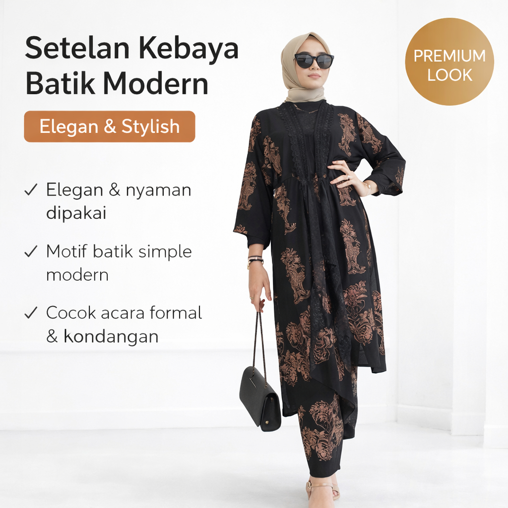 Setelan Batik Wanita Modern Outer Rok | Outfit Elegan Kondangan & Formal Premium