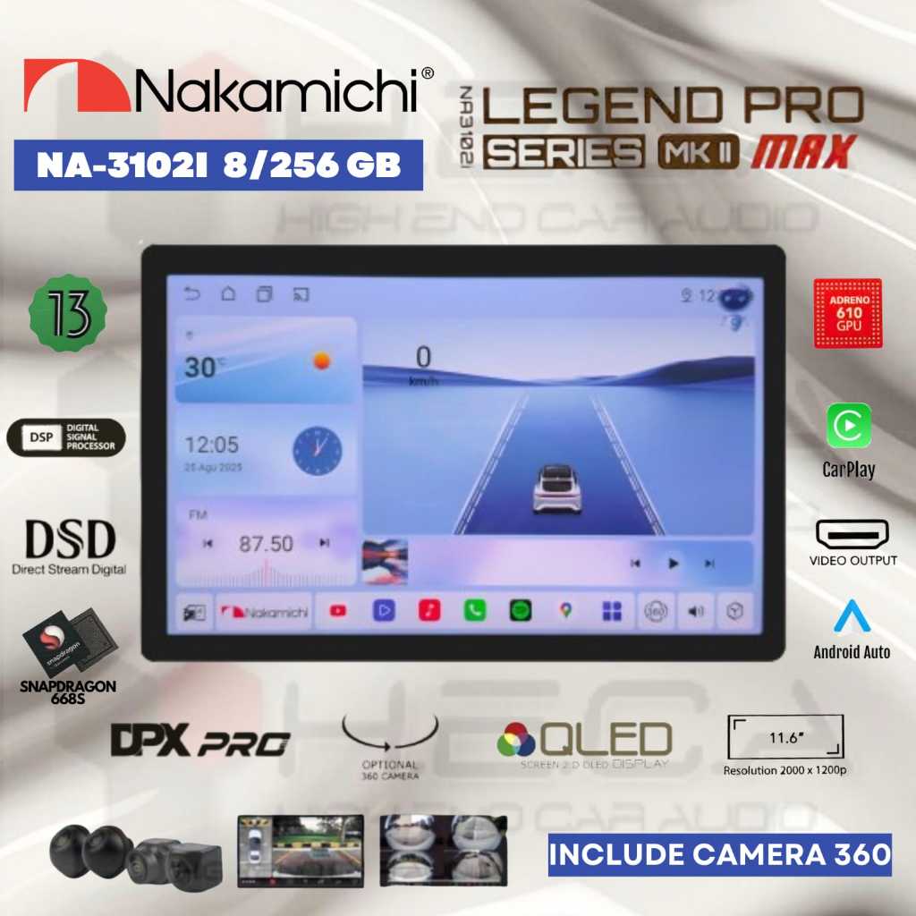 Nakamichi LEGEND PRO MKII MAX 11.6” inch 8/256 GB Head Unit Android NA-3102i Tape Floating MK2 NA310