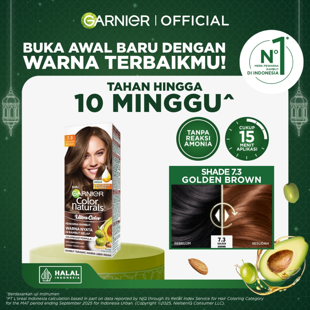 Garnier Color Naturals Ultra Color Big Kit 105ml (Pewarna Rambut dengan 3 Natural Oils) - #7.3 Golde