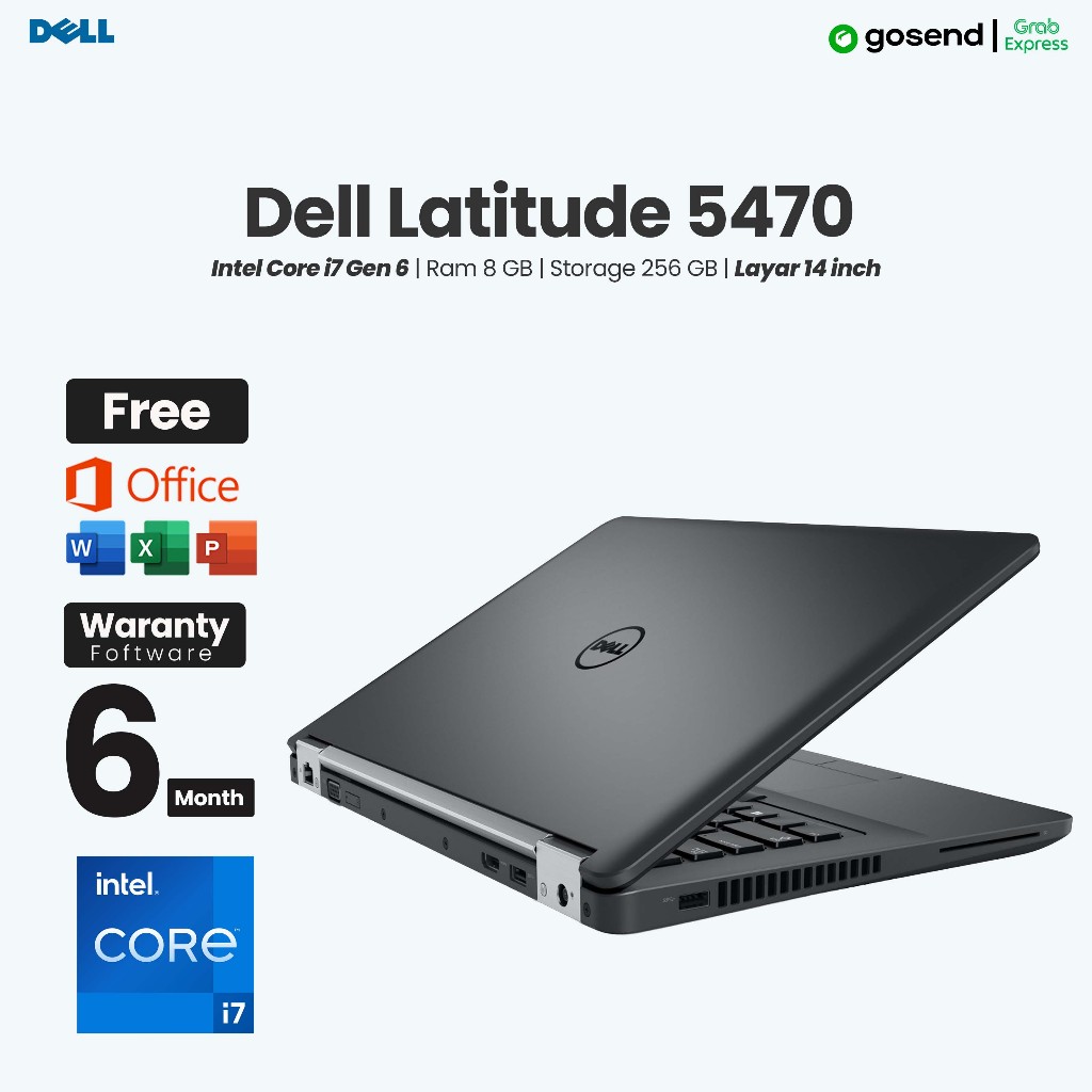 Promo Laptop Dell Latitude 5470 Core i7 Gen 6 Ram 8 GB SSD 256 GB GPU AMD Radeon R7 M360. Layar 14 i