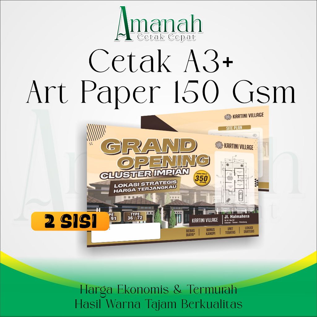 CETAK A3+ ART PAPER 150 [ 2 SISI ] / PRINT A3+ ART PAPER 120 GSM / BROSUR / FAMLET