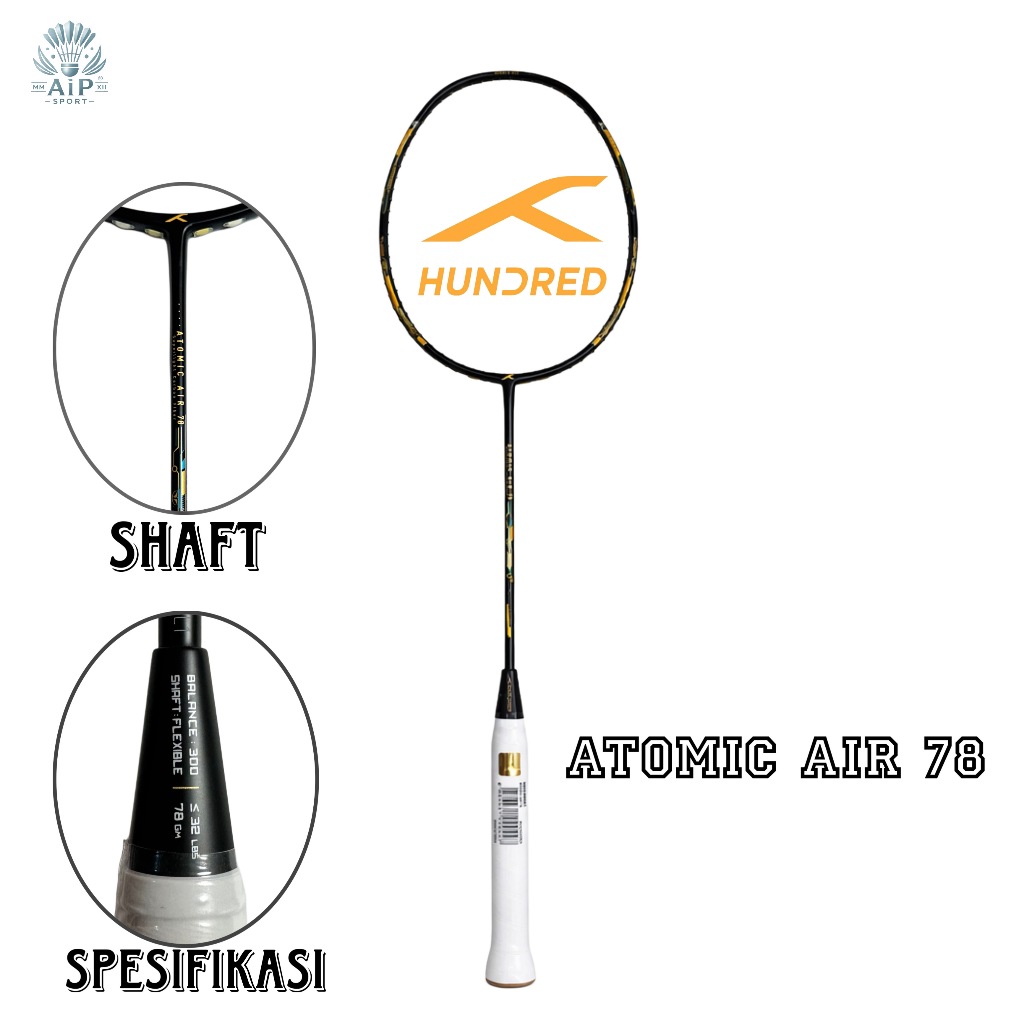 Raket Badminton HUNDRED Atomic Air 77 78 Original