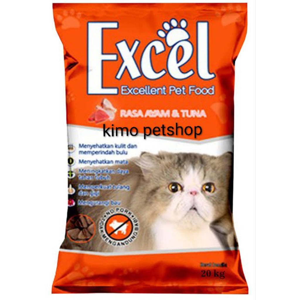 Makanan Kucing Excel Segitiga Ayam & tuna 20kg  Karungan