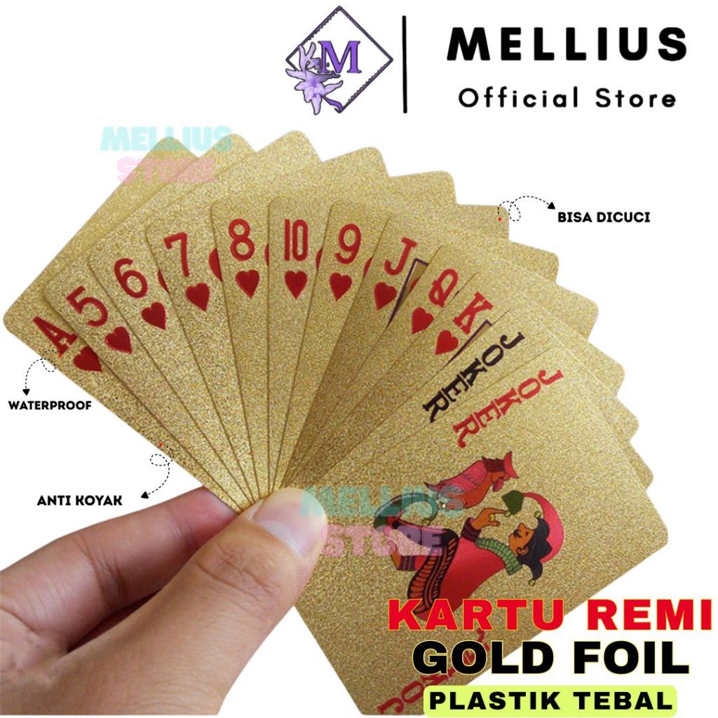 Golden Poker Card Kartu Remi Gold Foil Plastik Emas Anti Air Basah Bisa Dicuci Sangat Mulus dan Enak