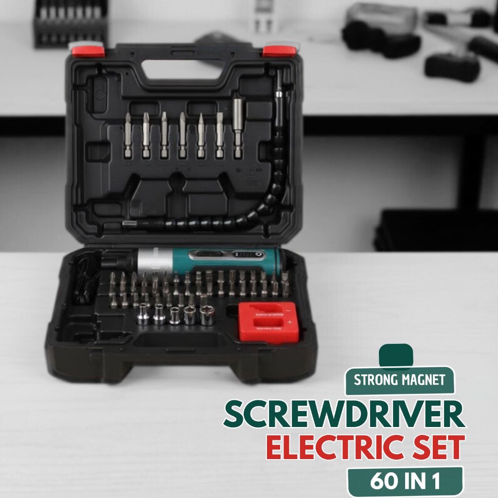 Obeng Elektrik Set Komplit Kunci Socket Tool Kit Motor Wrench Obeng Elektrik Set 60 in 1 Obeng Multi