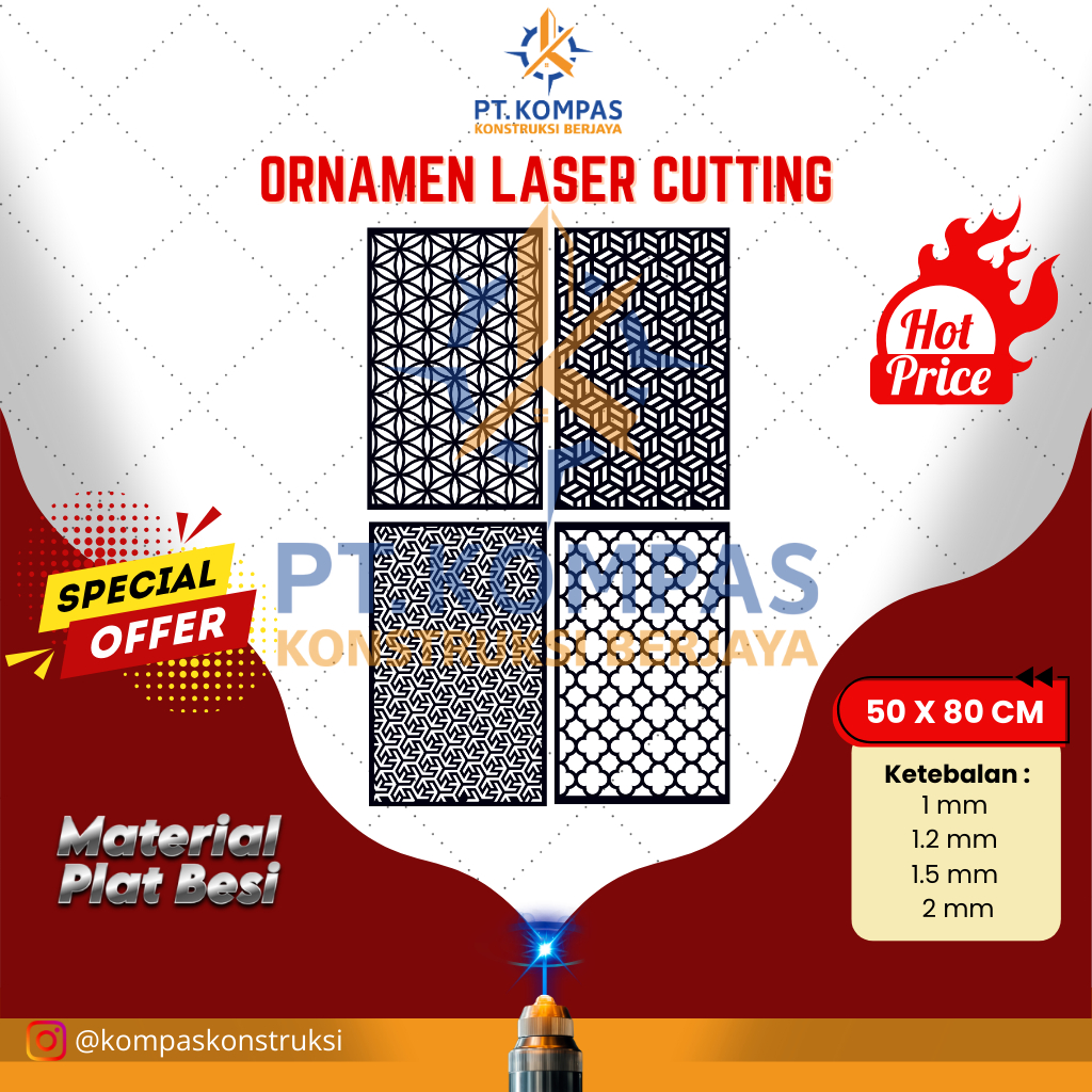 Ornamen Laser Cutting 3003_G, 3003_H, 3003_I, 3003_J, 3003_K, 3003_L