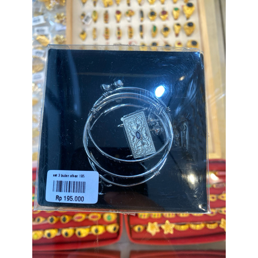 set 3 bulan bahan tembaga lapis emas silver