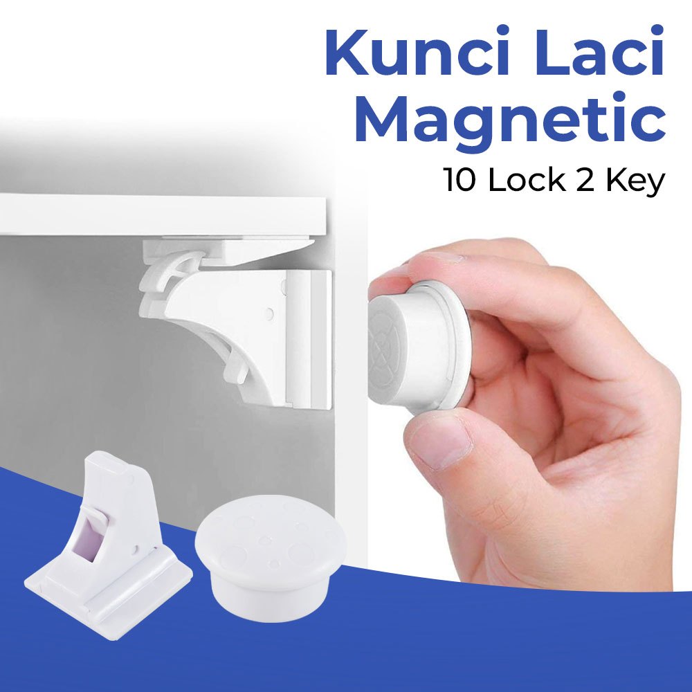 Kunci Laci Lemari Magnetic 10 Lock 2 Key - LK-002-KB - White