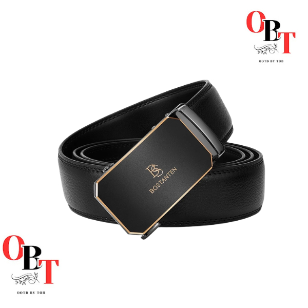 BOSTANTEN Sabuk Pria Ikat Pinggang Black Gold Gesper