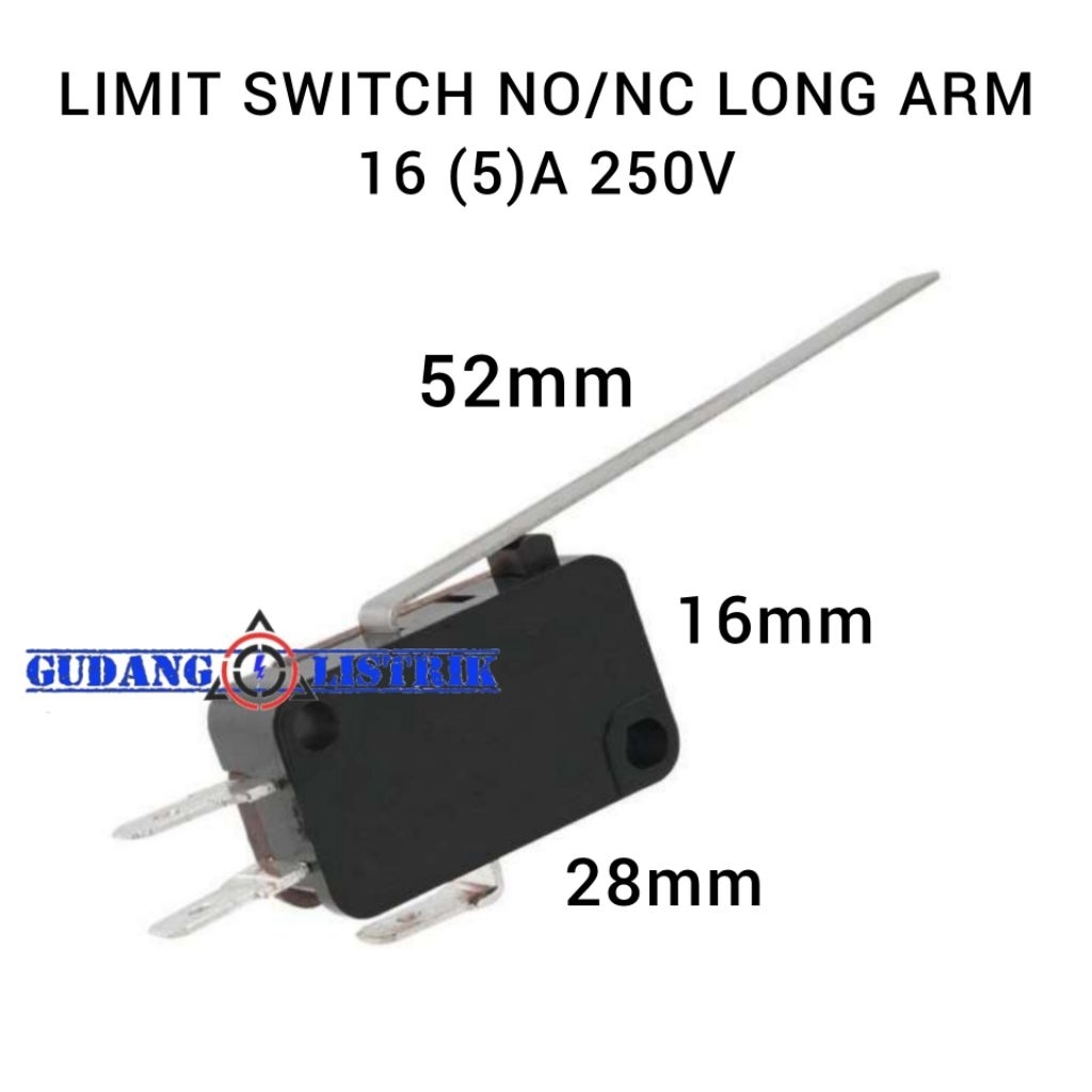 T125 Micro Switch Limit Switch Super Long Arm Gagang Panjang 16A 250V