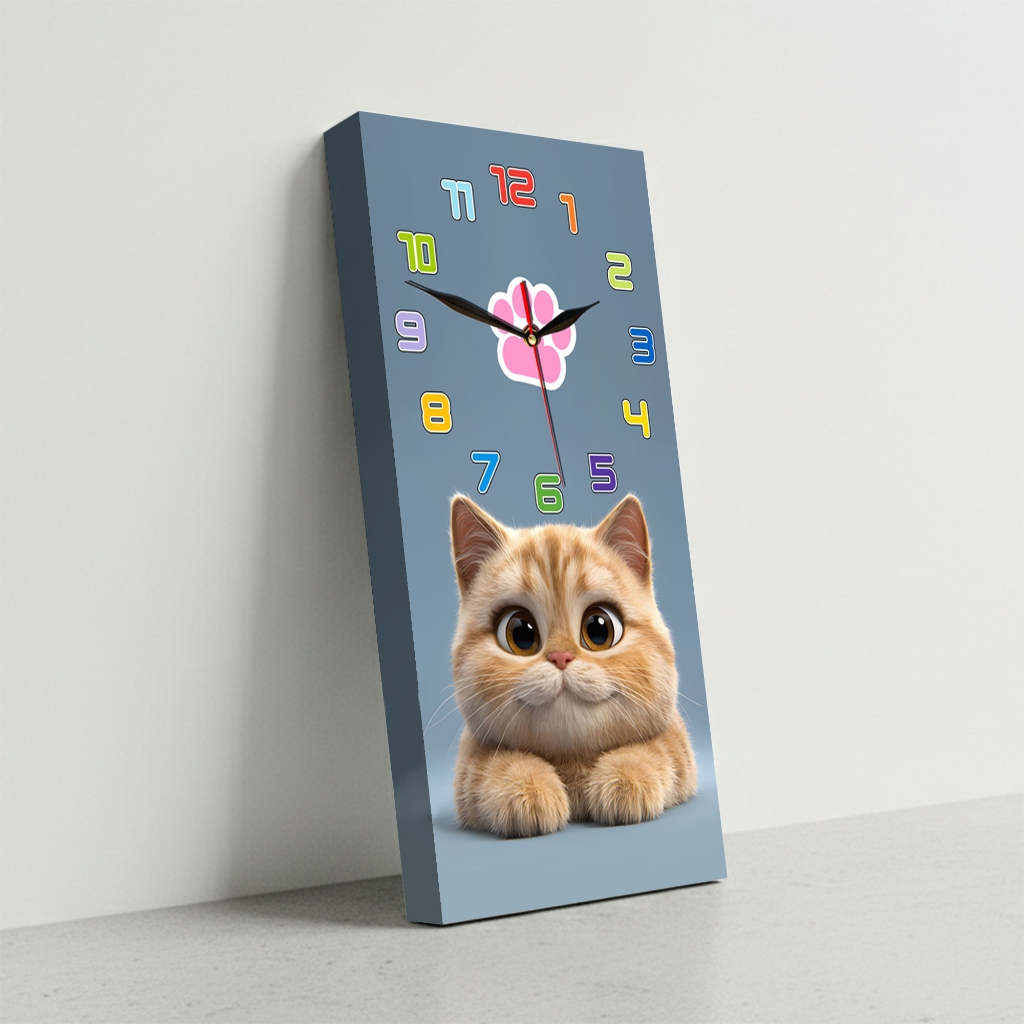 Jam Dinding Kucing Lucu Unik | Jam Dinding Karakter | Dekor Rumah Estetik JTF 03