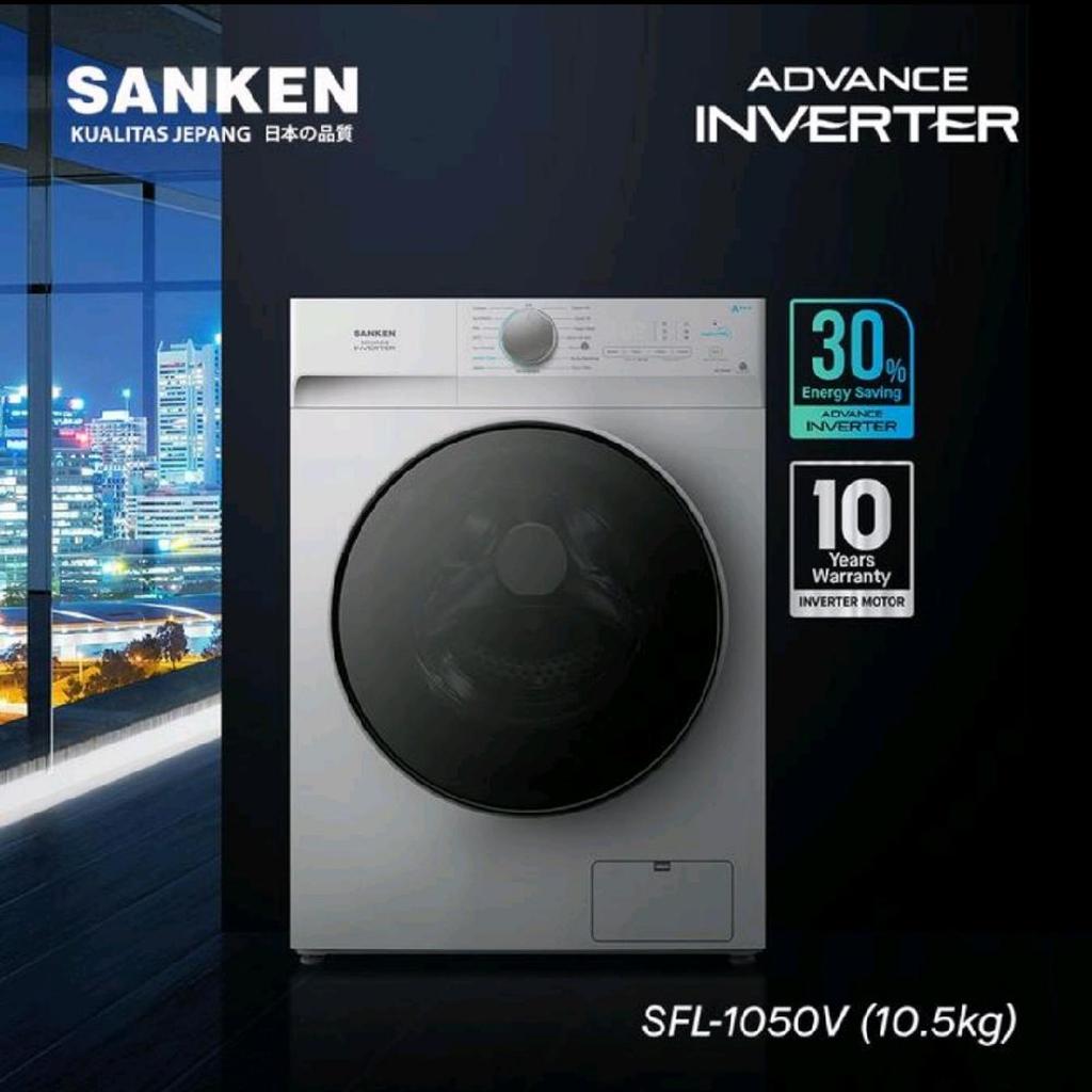 MESIN CUCI FRONT LOADING INVERTER SANKEN 10,5 KG - SFL 1050 V