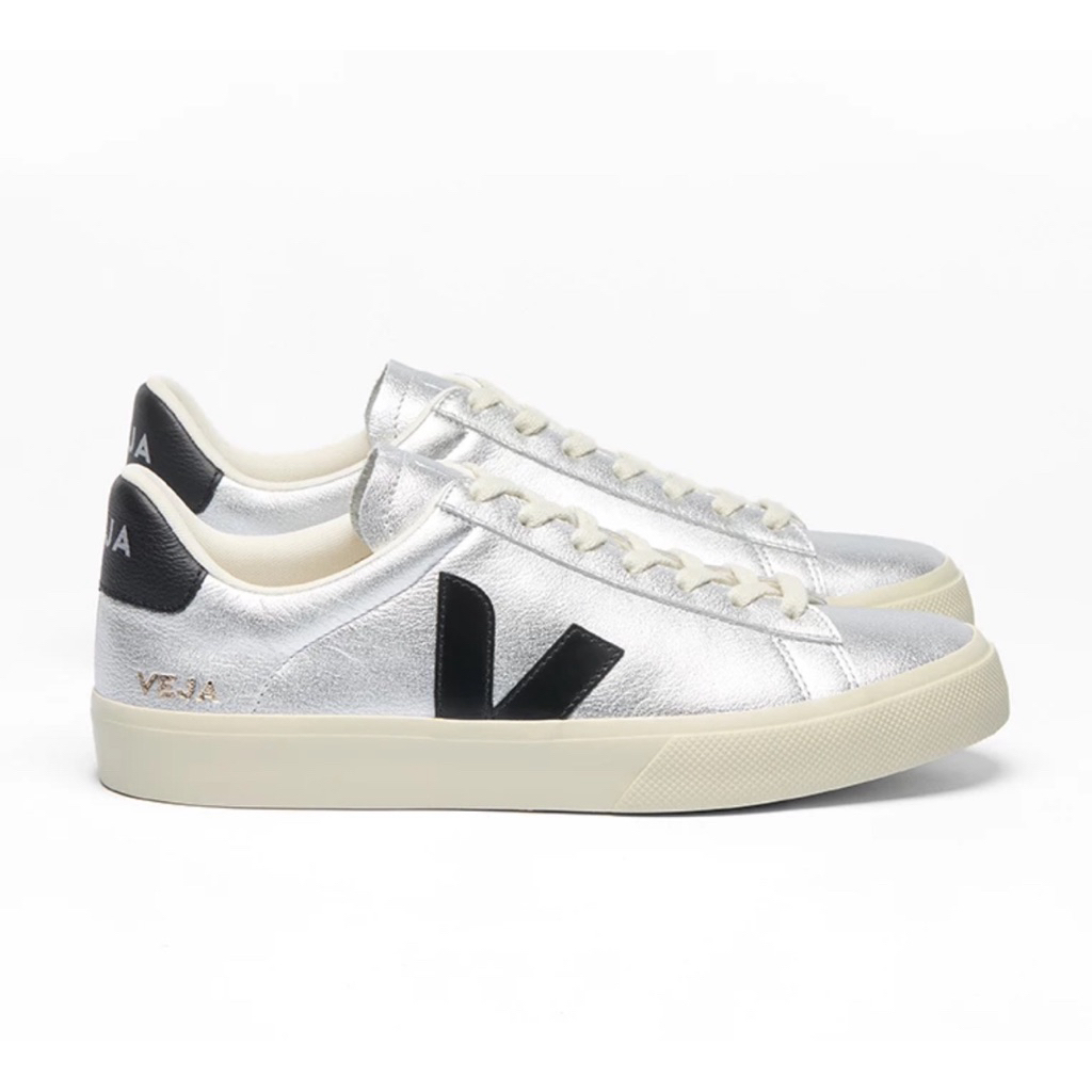 Veja Campo Chromefree Silver / Black Original Shoes / Sepatu