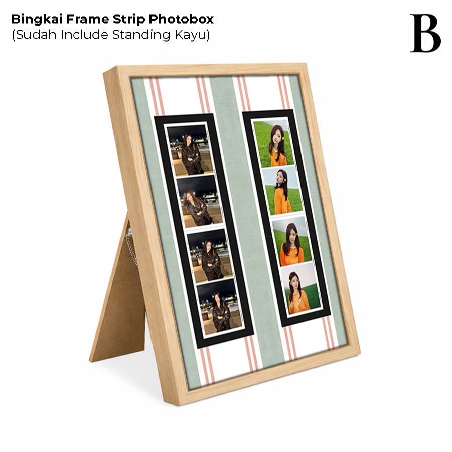 Bingkaimu Bingkai Foto Photobox Strip Frame Meja Standing Kayu Minimalis Estetik