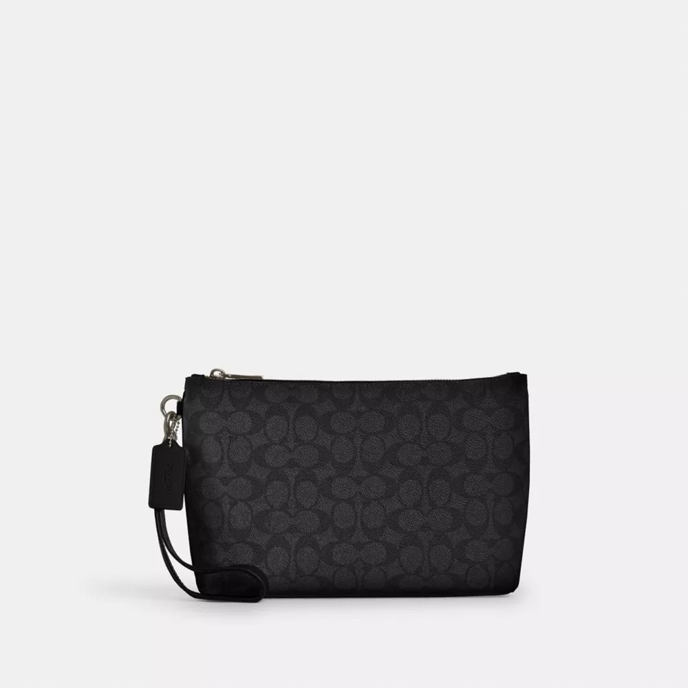 COACH Pouch In Signature Canvas Wrist Bag Men's Clutch Bag Mencengkeram