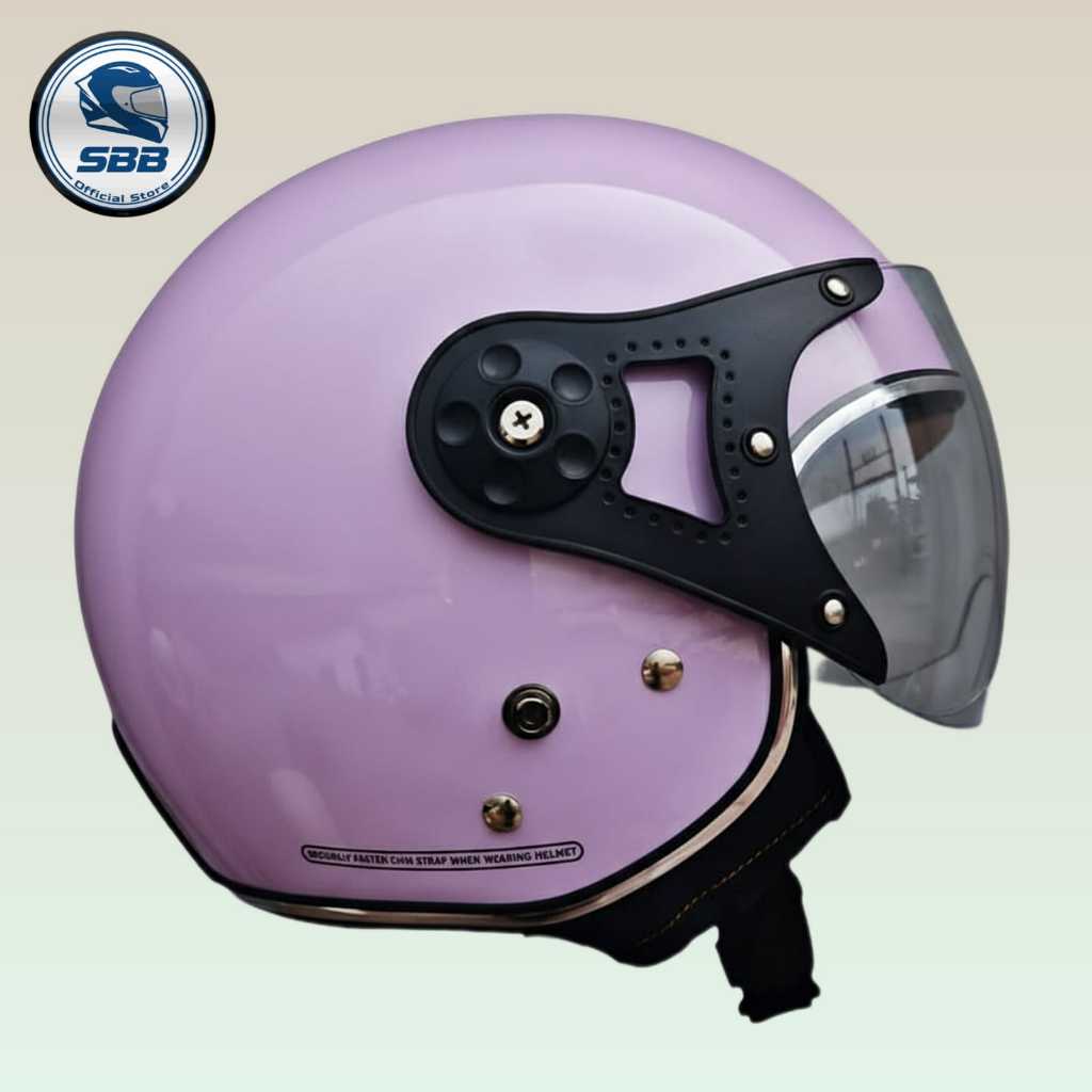 { SBB }HELM BOGO RETRO HIJAB POLOS DOFF/GLOSSY  KACA PILOT - Helm Motor Wanita Muslimah SNI - Origin
