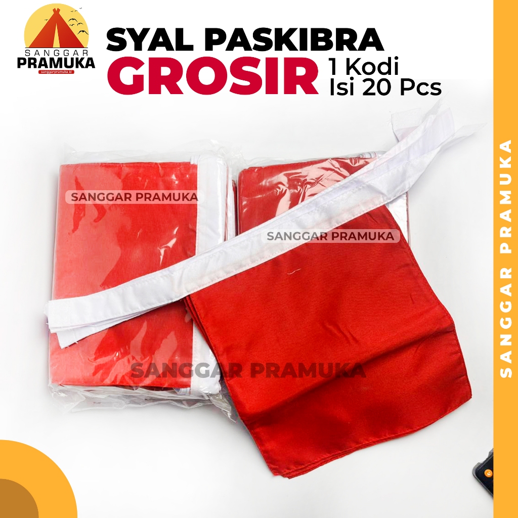 [1 Kodi] Syal Paskibra | Syal Oto Paskibra | Syal Leher Paskibra Bahan Katun Belakang Perekat Grosir