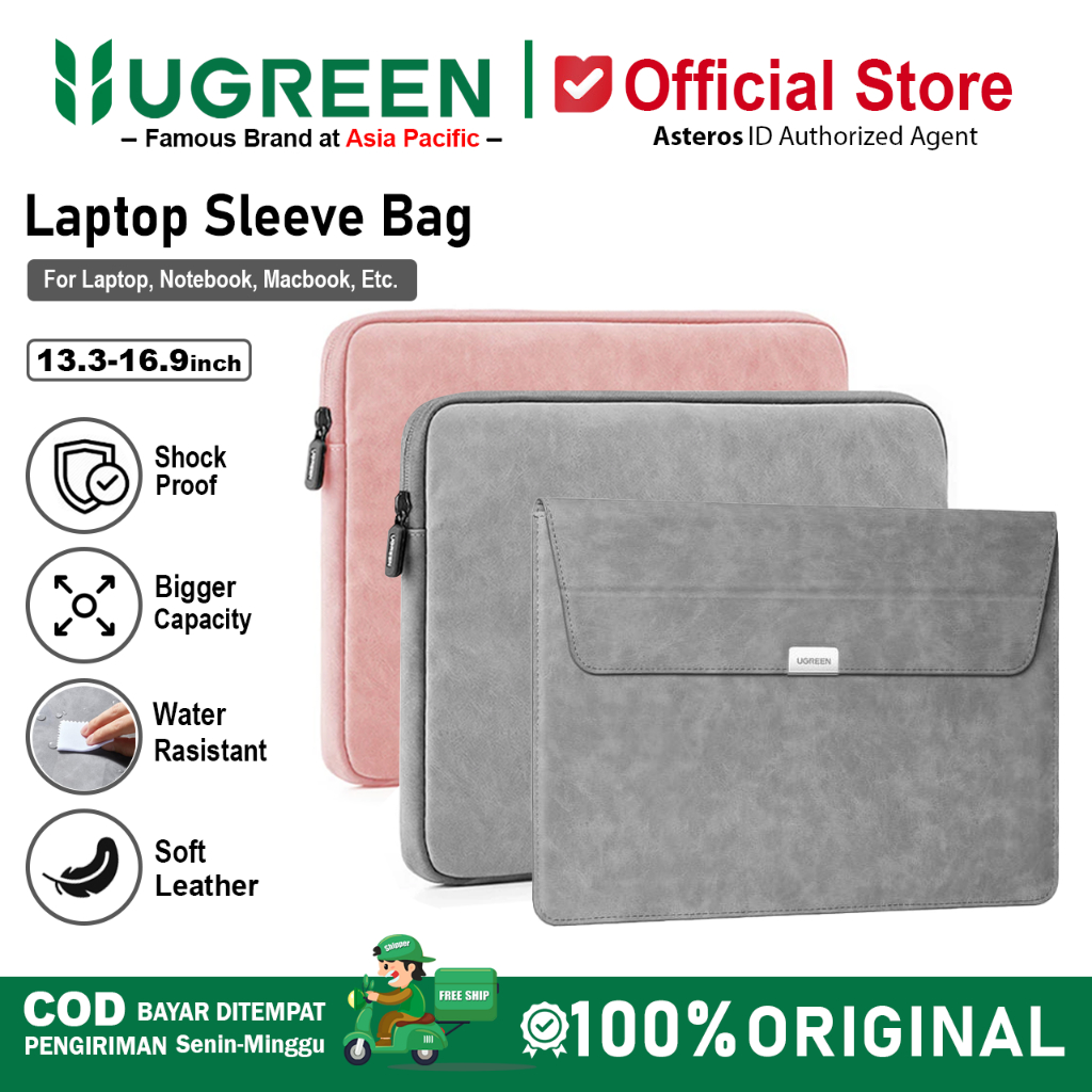 UGREEN Tas Pouch Sleeve Case Laptop Macbook Leather 13-16 inch
