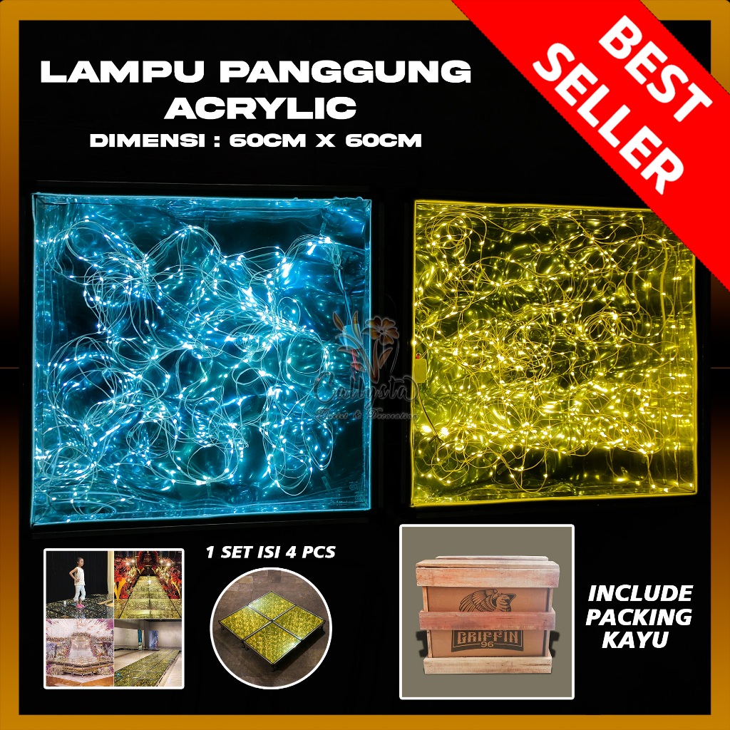 Lampu Panggung Kaca 1 Set isi 4 PCS Akrilik INCLUDE PACKING KAYU | Bahan Tempered Glass Stage Lighti